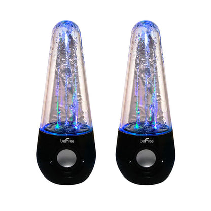 beFree Sound Bluetooth LED Dancing Water Multimedia Speakers in Black