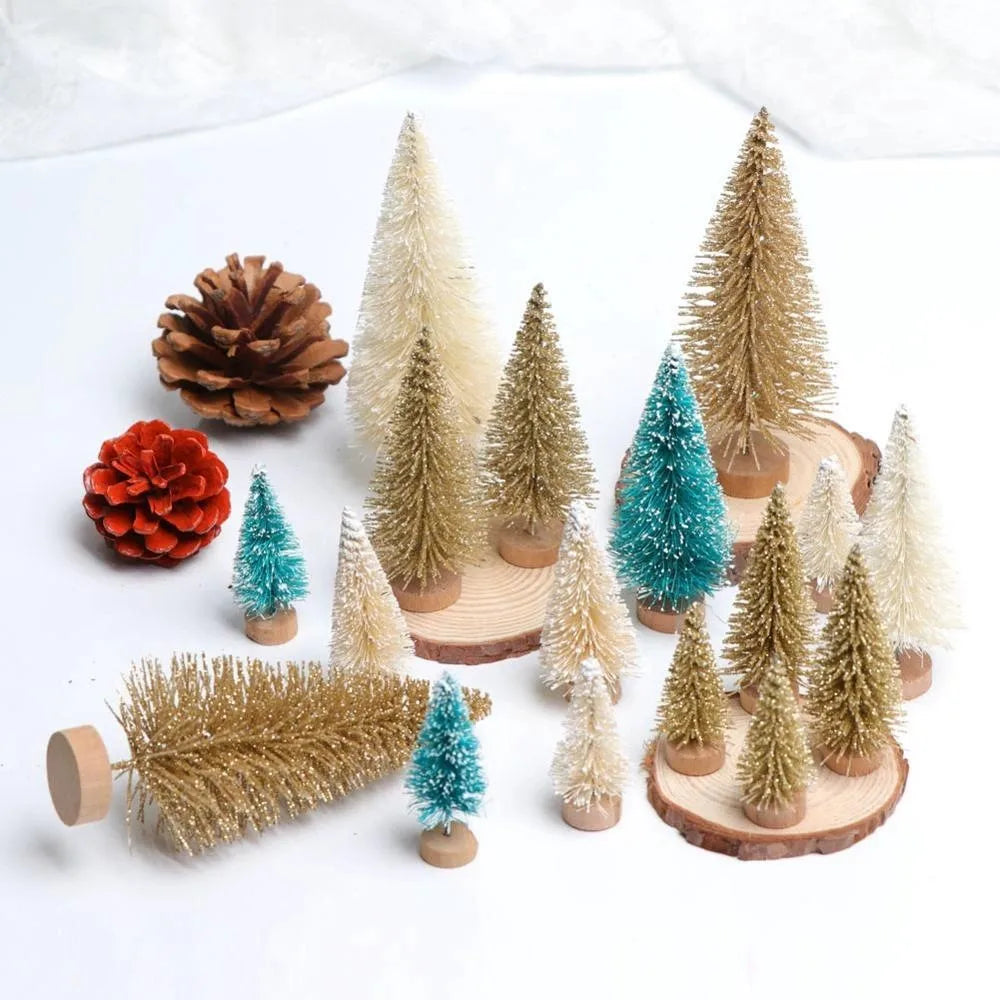 8PCS Christmas Mini Trees Mix Size Fake Glitter Trees For Xmas Home