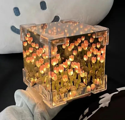 New DIy Creative Tulip Flower Sea Cube Three-Dimensional Small Night