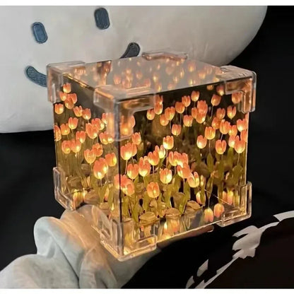 New DIy Creative Tulip Flower Sea Cube Three-Dimensional Small Night