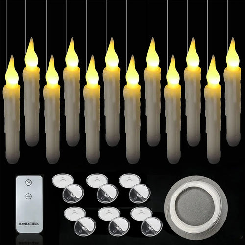 Magical Floating LED Candles with Magic Wand Remote Control Candle Lights Flameless Taper Electronic Candle Christmas Decoration