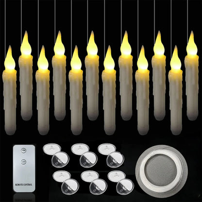 Magical Floating LED Candles with Magic Wand Remote Control Candle Lights Flameless Taper Electronic Candle Christmas Decoration