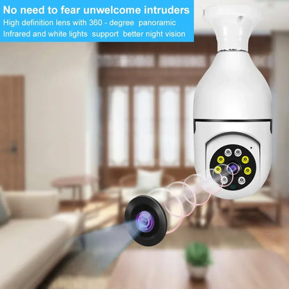 3MP WiFi IP Camera E27 Bulb Color Night Vision Indoor Surveillance