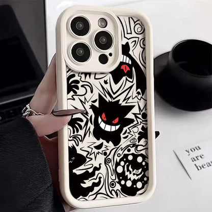 Cartoon Pokemon Gengar Plain Phone Case for iPhone 16 15 14 13 12 Pro