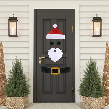 Christmas Door Window Stickers Felt Cloth Cartoon Snowman Santa Claus