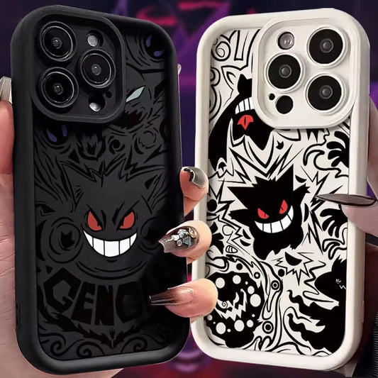 Cartoon Pokemon Gengar Plain Phone Case for iPhone 16 15 14 13 12 Pro