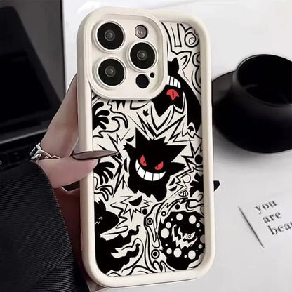 Cartoon Pokemon Gengar Plain Phone Case for iPhone 16 15 14 13 12 Pro