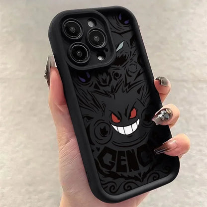 Cartoon Pokemon Gengar Plain Phone Case for iPhone 16 15 14 13 12 Pro