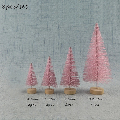 8PCS Christmas Mini Trees Mix Size Fake Glitter Trees For Xmas Home