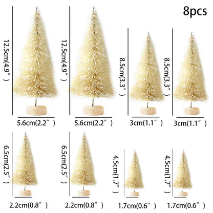 8PCS Christmas Mini Trees Mix Size Fake Glitter Trees For Xmas Home