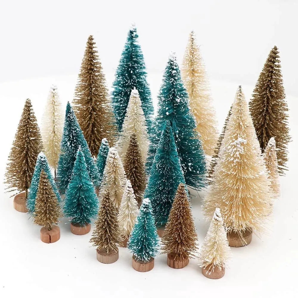 8PCS Christmas Mini Trees Mix Size Fake Glitter Trees For Xmas Home