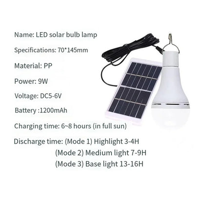 Solar Light Waterproof USB Charged Hanging Emergency Sunlight Powered