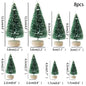 8PCS Christmas Mini Trees Mix Size Fake Glitter Trees For Xmas Home