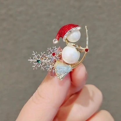 1PC Women's Christmas Fashion Bell Snowman Brooch Pendant Clothing Pin