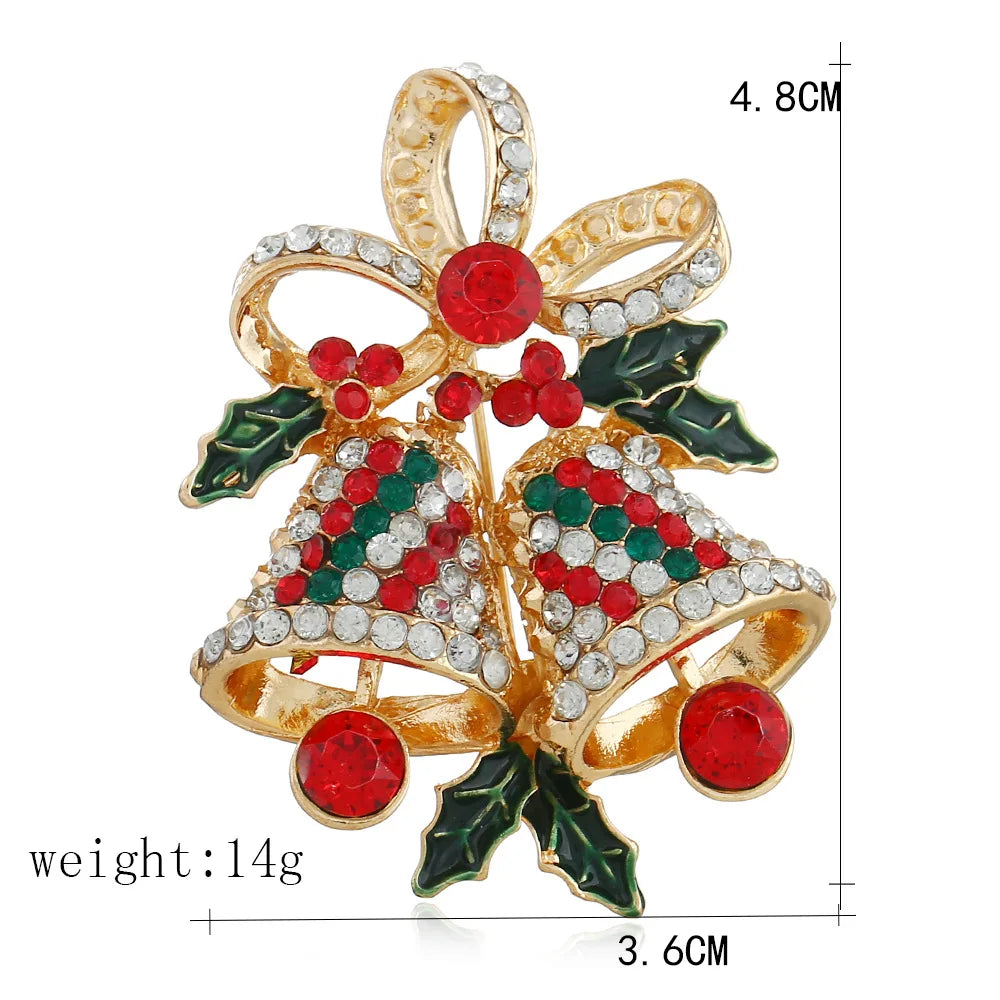 1PC Women's Christmas Fashion Bell Snowman Brooch Pendant Clothing Pin