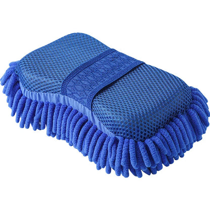 1Pc Blue Microfiber Chenille Car Wash Sponge Care Washing Brush Pad