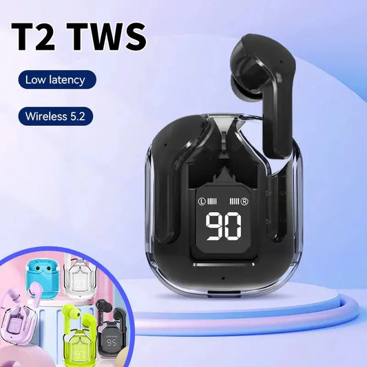 Original T2 Wireless Bluetooth Earphone Transparent HIFI Headphones