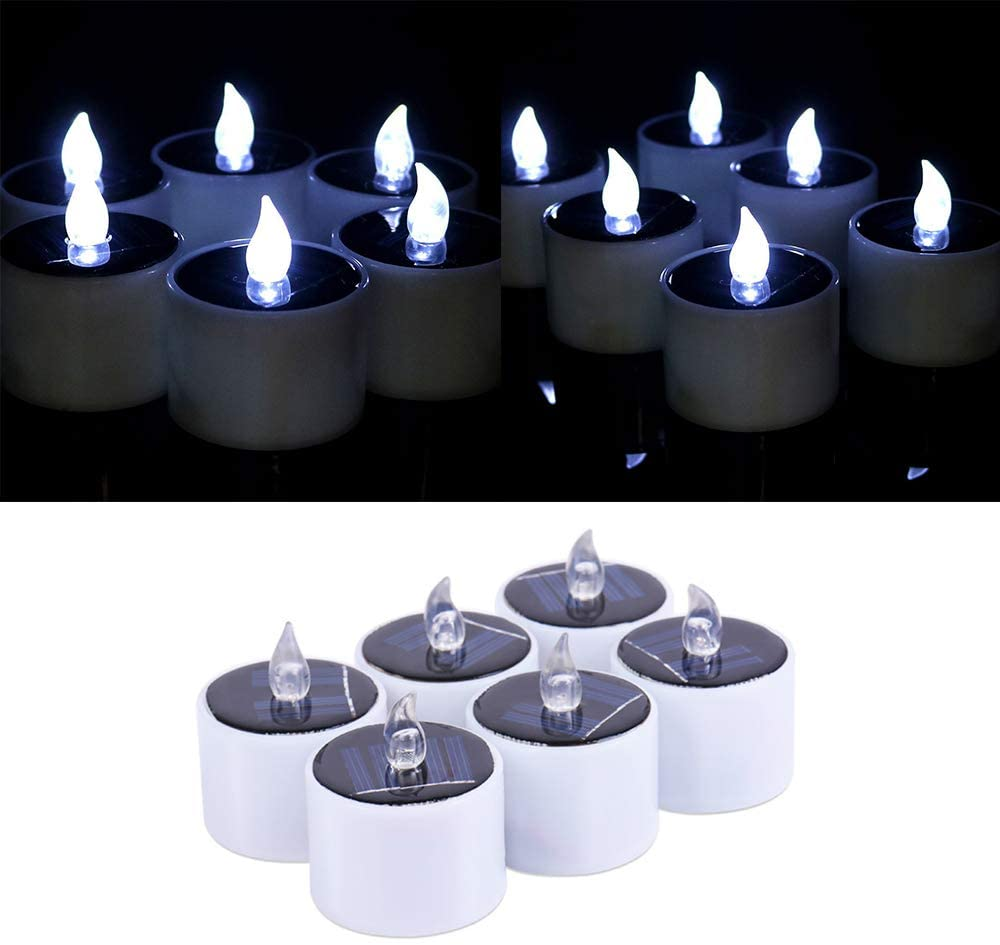 Solar Powered LED Candle Lights for Wedding Party Christmas Decoration